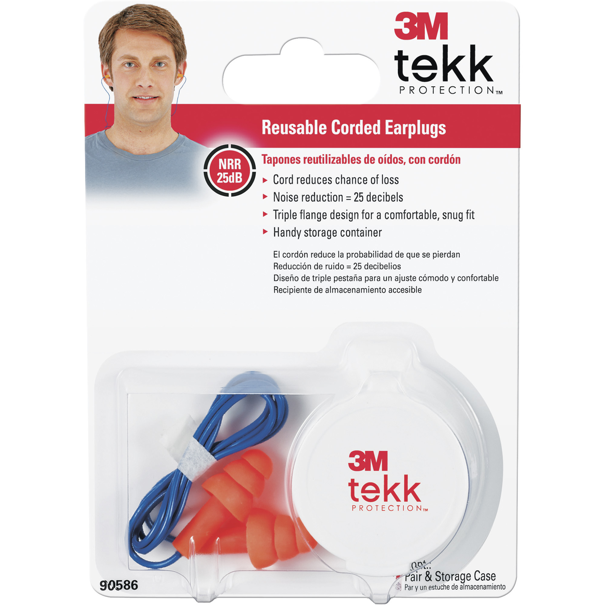 3M Reusable Corded Earplugs, NRR 25dB, Model# 90586-80000